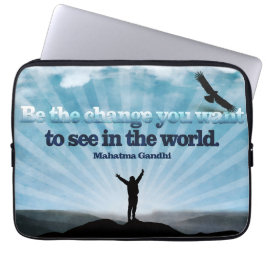 Funda Para Portátil Cita Inspiradora de Mahatma Gandhi "Sé el cambio"