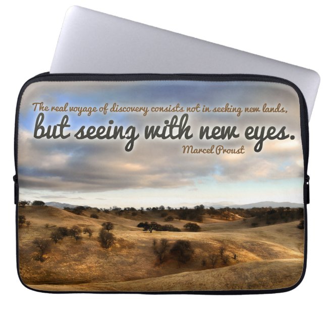 Funda Para Portátil Cita Inspiradora de Marcel Proust "Nuevos ojos" (Frente)