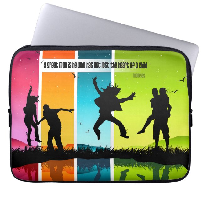 Funda Para Portátil Cita Inspiradora de Mencius "Un gran hombre" (Frente)