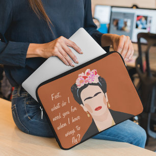 Funda Para Portátil Cita inspiradora de mujeres del Ilustracion Frida 