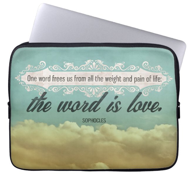 Funda Para Portátil Cita Inspiradora de Sophocles "Amor" (Frente)