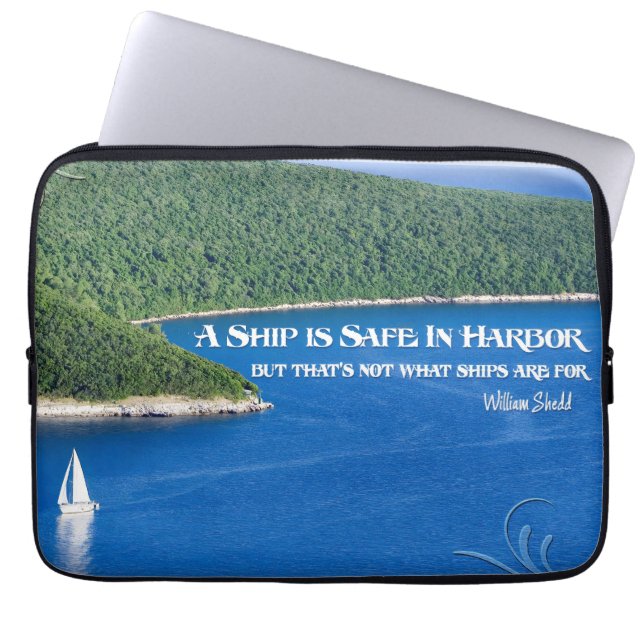 Funda Para Portátil Cita Inspiradora "Un barco es seguro" (Frente)