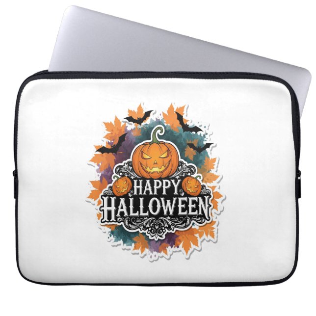 Funda Para Portátil Citas divertidas y espeluznantes de Halloween feli (Frente)