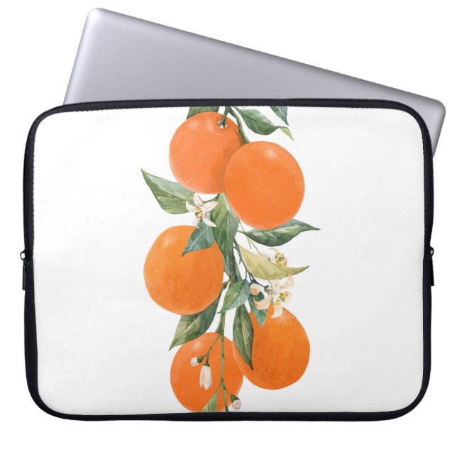 Funda Para Portátil Cítricos acuarelas frutos naranja limón (Frente)