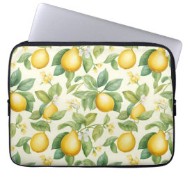 Funda Para Portátil Citrus de flores de limón mediterráneo