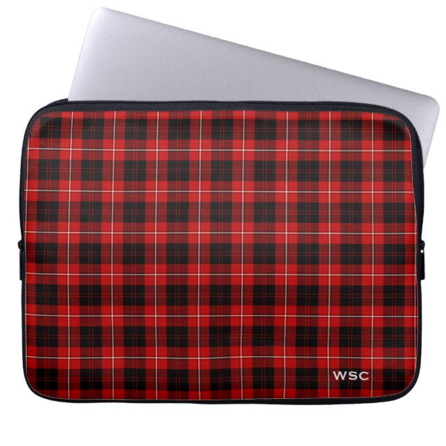 Funda Para Portátil Clan Cunningham Tartan Red Plaid Monogram (Frente)