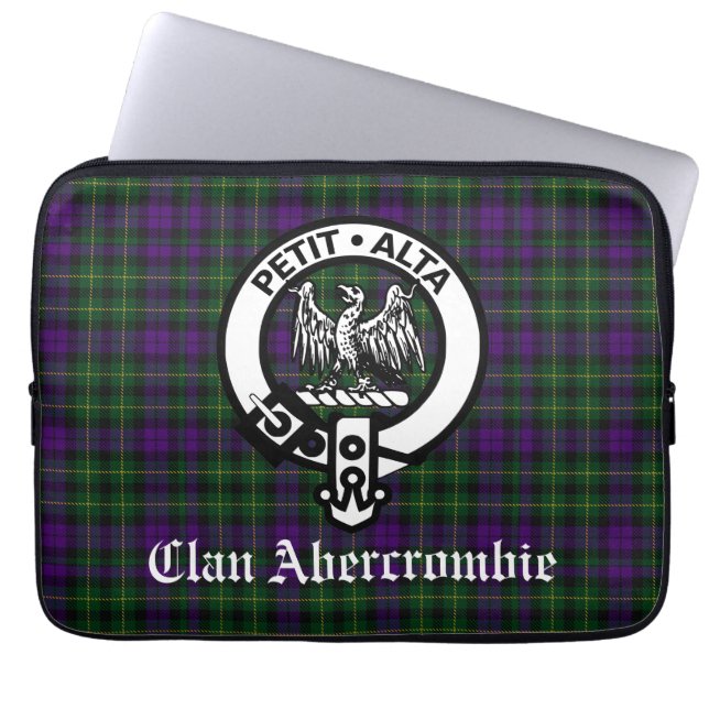 Funda Para Portátil Clan escocés Abercrombie Escudo y Tartán (Frente)