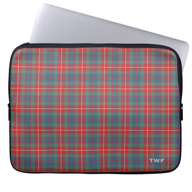 Funda Para Portátil Clan Fraser Antiguo Tartan Monogrammed (Frente)