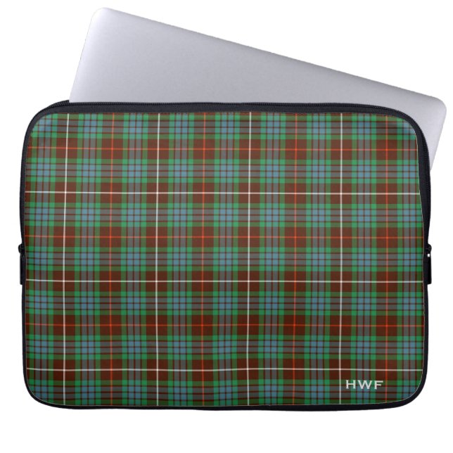 Funda Para Portátil Clan Fraser Hunting Tartan Monogrammed (Frente)
