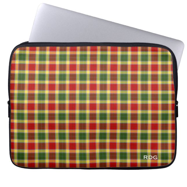 Funda Para Portátil Clan Gibbs y Gibson Tartan Monogrammed (Frente)