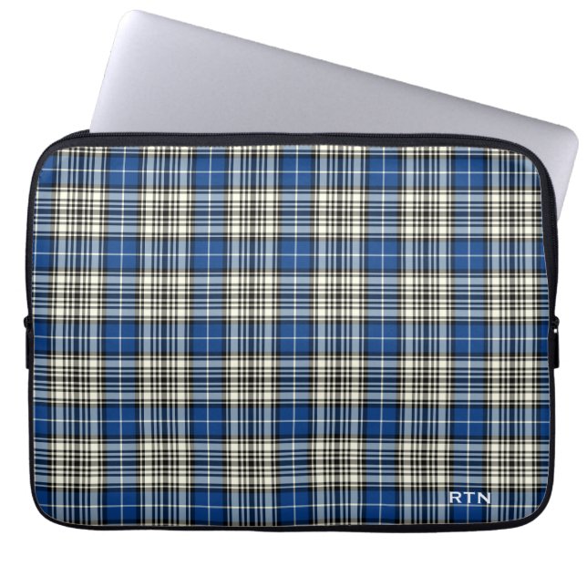Funda Para Portátil Clan Napier Tartan Royal Blue Plaid Monograma (Frente)