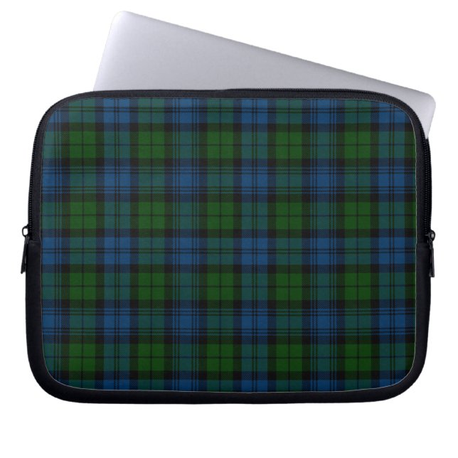 Funda Para Portátil Clan Tartán Campbell Militar Plantado Azul Verde (Frente)