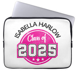 Funda Para Portátil Clase de nombre de graduado rosado 2025