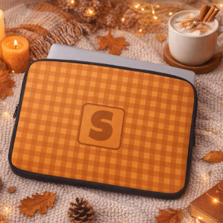 Funda Para Portátil Clásico Cuadro de Calabaza de Monograma Otoño Ging