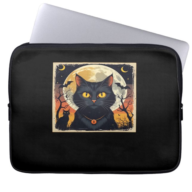 Funda Para Portátil Clásico Retro Black Cat Halloween T-Shirt Classic (Frente)