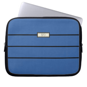 Funda Para Portátil Clásicos Modernos Iniciales Monogramadas Azul Negr
