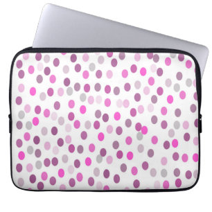 Funda Para Portátil Clásicos puntos de polka rosa en blanco