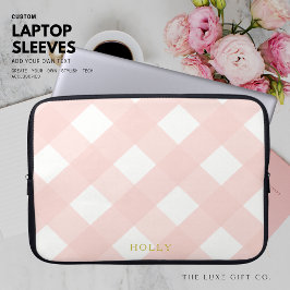 Funda Para Portátil Classic Simple Minimalist Blush Gingham Monogram