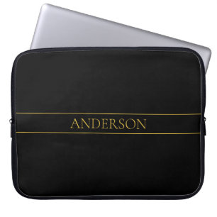 Funda Para Portátil Classy Personalizable Gold Text & Lines