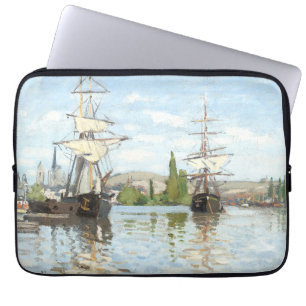 Funda Para Portátil Claude Monet. Buques montando en el Sena en Ruán
