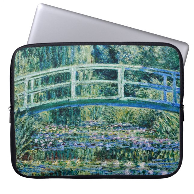 Funda Para Portátil Claude Monet - Nieves Y Puente Japonés (Frente)