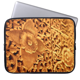 Funda Para Portátil Clausura de arte antiguo floral de oro