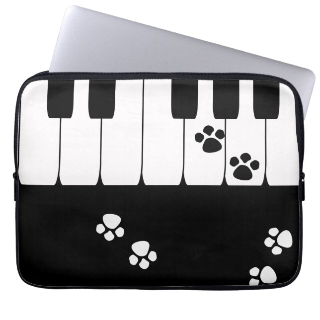 Funda Para Portátil Claves de piano y patas para pies de gato (Frente)
