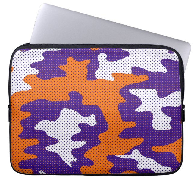 Funda Para Portátil Clemson-Inspired Orange & Purple Tiger Camo (Frente)