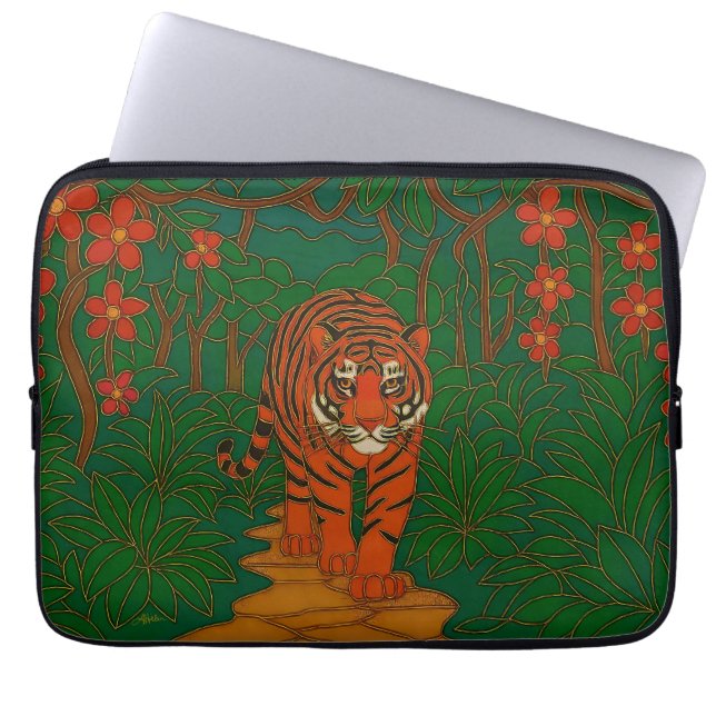Funda Para Portátil Cloisonne Art Tiger on the Jungle Path (Frente)