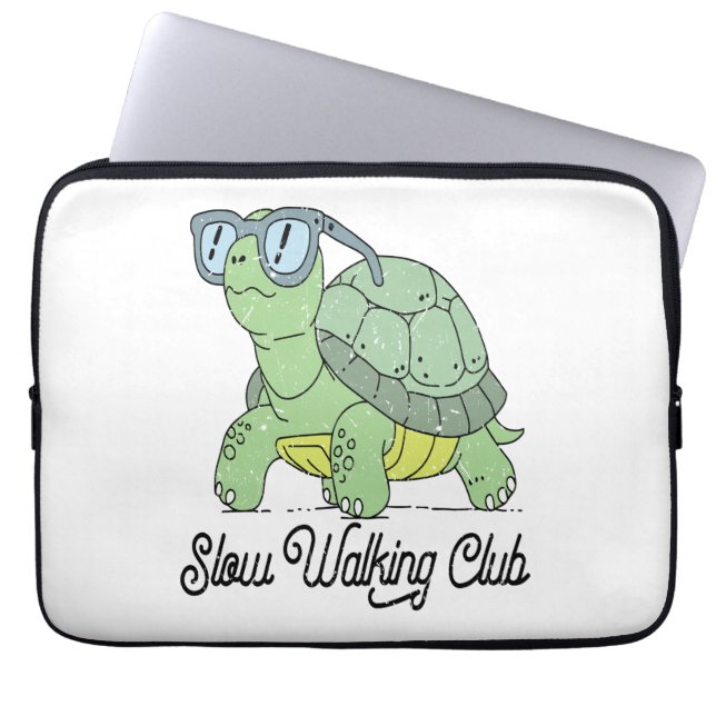 Funda Para Portátil Club de caminatas lentas tortuga graciosa (Frente)