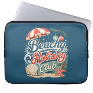 Funda Para Portátil Club de Vacaciones Playero Navidad Costera Retro