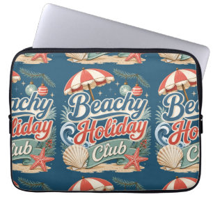 Funda Para Portátil Club de Vacaciones Playero Navidad Costera Retro