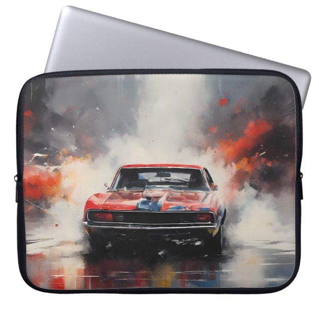 Funda Para Portátil Coche de musculación roja en cabeza (Frente)