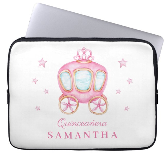 Funda Para Portátil Coche de princesa feliz cumpleaños (Frente)