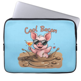 Funda Para Portátil Cochinillo "Bacon Cool" con gafas de sol
