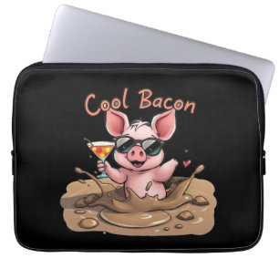 Funda Para Portátil Cochinillo "Bacon Cool" con gafas de sol