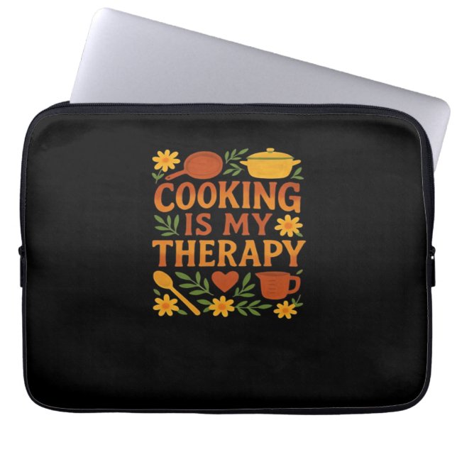 Funda Para Portátil Cocinar es mi terapia camiseta sobredimensionada (Frente)