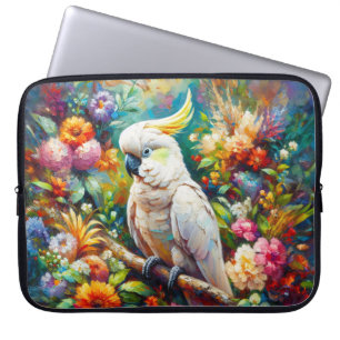 Funda Para Portátil Cockatoo con flores de colores