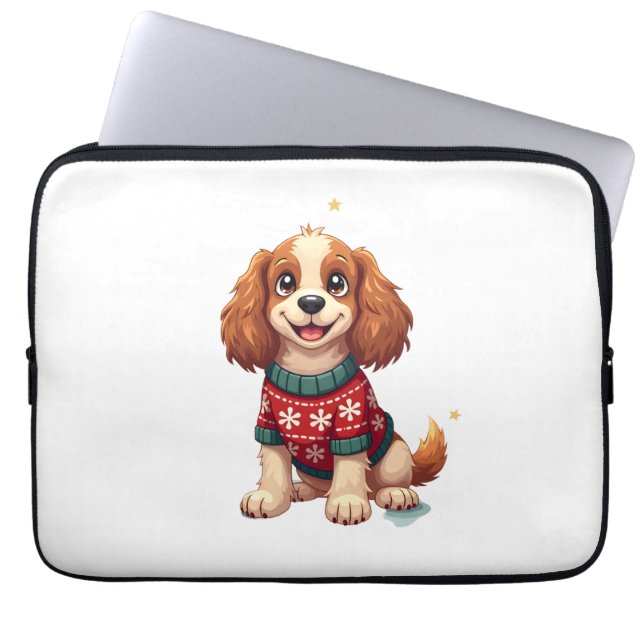 Funda Para Portátil Cocker Spaniel Snowflake Glow (Frente)