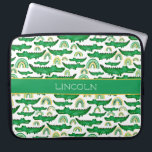 Funda Para Portátil Cocodrilo acuarela lagrima personalizado<br><div class="desc">Cocodrilo acuarela Alligador Arcoiris Niños Patrón Animal Reptil Personalizado.</div>