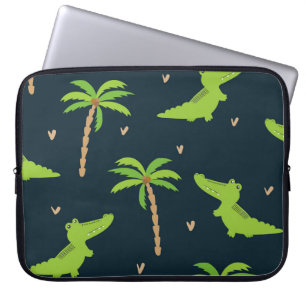 Funda Para Portátil Cocodrilos personalizados: Patrón de palmas de lig