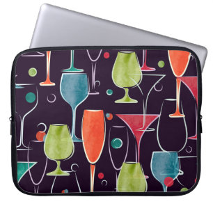 Funda Para Portátil Cócteles acuarelas, colorido patrón vintage.
