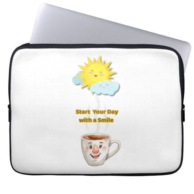 Funda Para Portátil Coffee Time – Cute Smiling Cup (Frente)