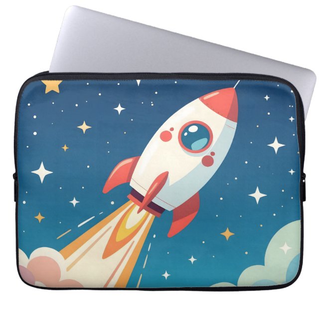 Funda Para Portátil Cohete espacial lindo despegando (Frente)