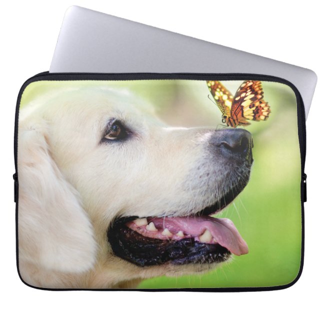 Funda Para Portátil Cojín decorativo De Labrador Y Mariposa (Frente)