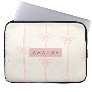 Funda Para Portátil Cojinete Rosa Personalizado con Lazo de Cinta