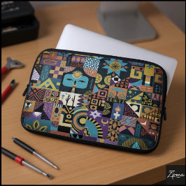 Funda Para Portátil Colcha de parches de arte popular terroso silencia