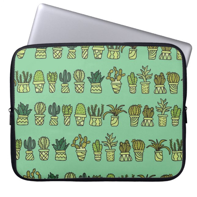 Funda Para Portátil Colección Cactus: Juego de Doodle de mano. (Frente)