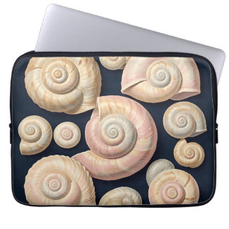 Funda Para Portátil Colección de conchas de caracol beige rosa náutico