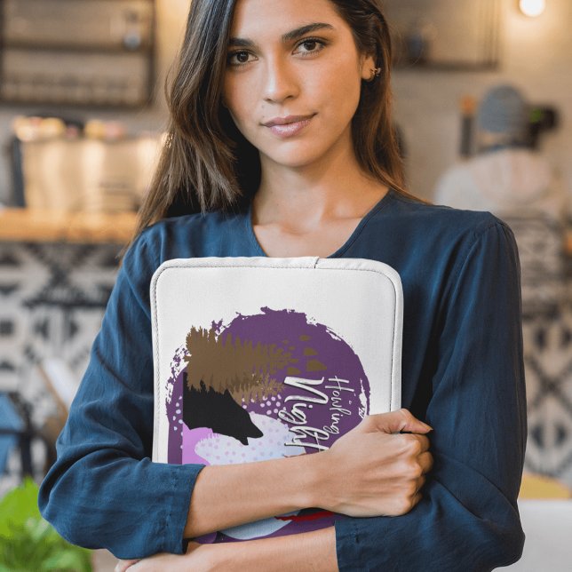 Funda Para Portátil Colección de estampados de Halloween "Noche de Amo (Halloween Stamp Collection - Howling Night Laptop Sleeve from The Beekeeper Store)